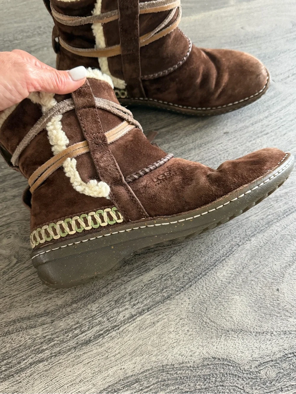 UGG Chestnut Suede Shearling Ankle Boots